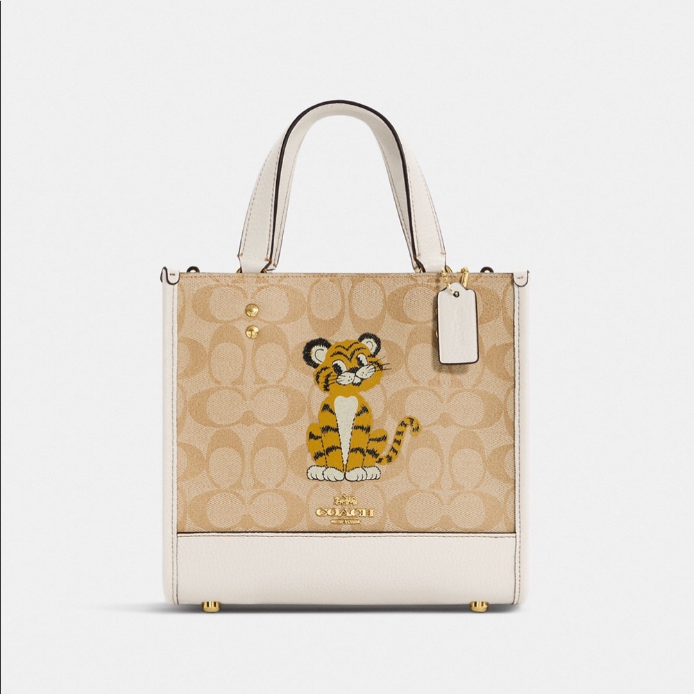 Coach Dempsey Tote 22 In Signature Canvas With Tiger